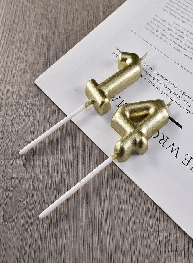 Qj-solar 2.35 Inch Gold 14 & 41 Birthday Candles, 3D Diamond Number 14th & 41st Cake Topper for Boys Girls Birthday Party Decorations Theme Party - Image 5